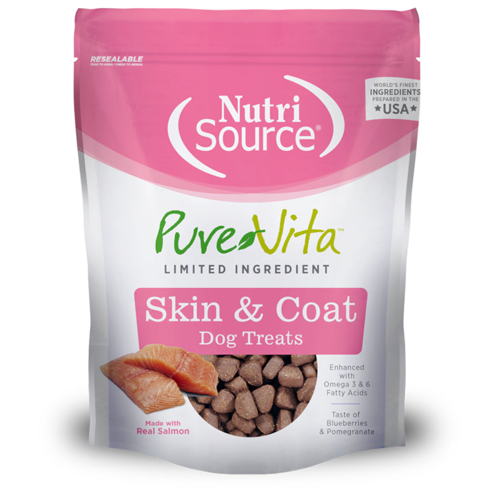 PureVita Skin & Coat Support Dog Treats - 6 oz - Salmon Recipe for Healthy Skin & Coat