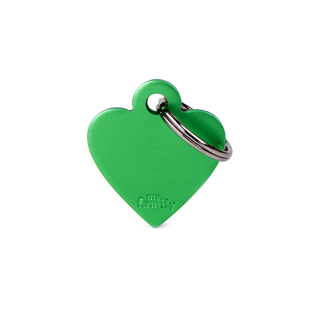 My Family Basic Small Heart Aluminum Pet ID Tag - Green