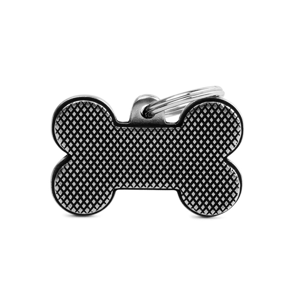 MyFamily Bone Bronx Rhombus Pet ID Tag, Large, Antique Silver - Dog Tag, Personalized Option