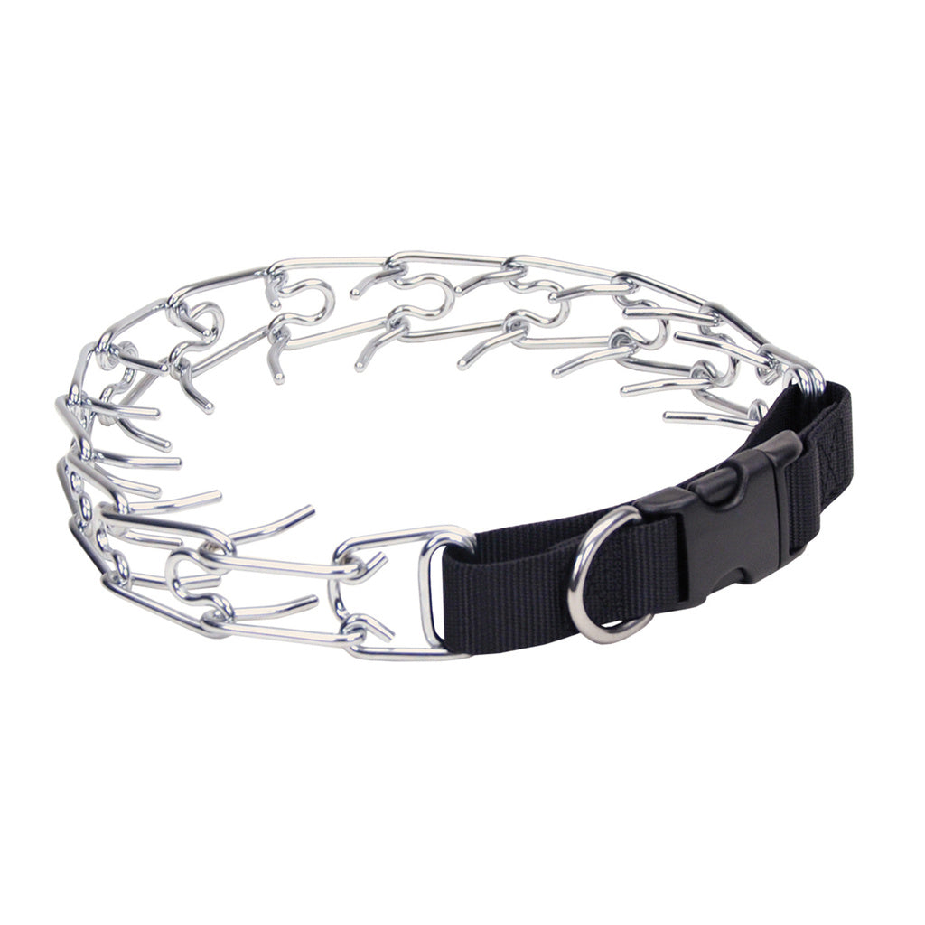 Coastal Titan Easy-On Dog Prong Training Collar with Buckle, Black, 3.3mm x 20"