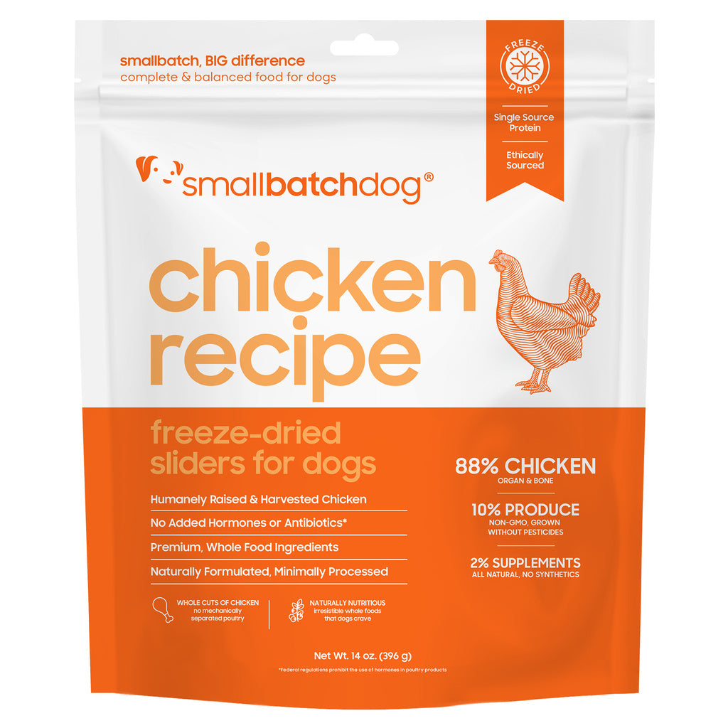Small Batch Dog Freeze Dried Chicken Sliders, 14 oz - Raw Food, Grain-Free