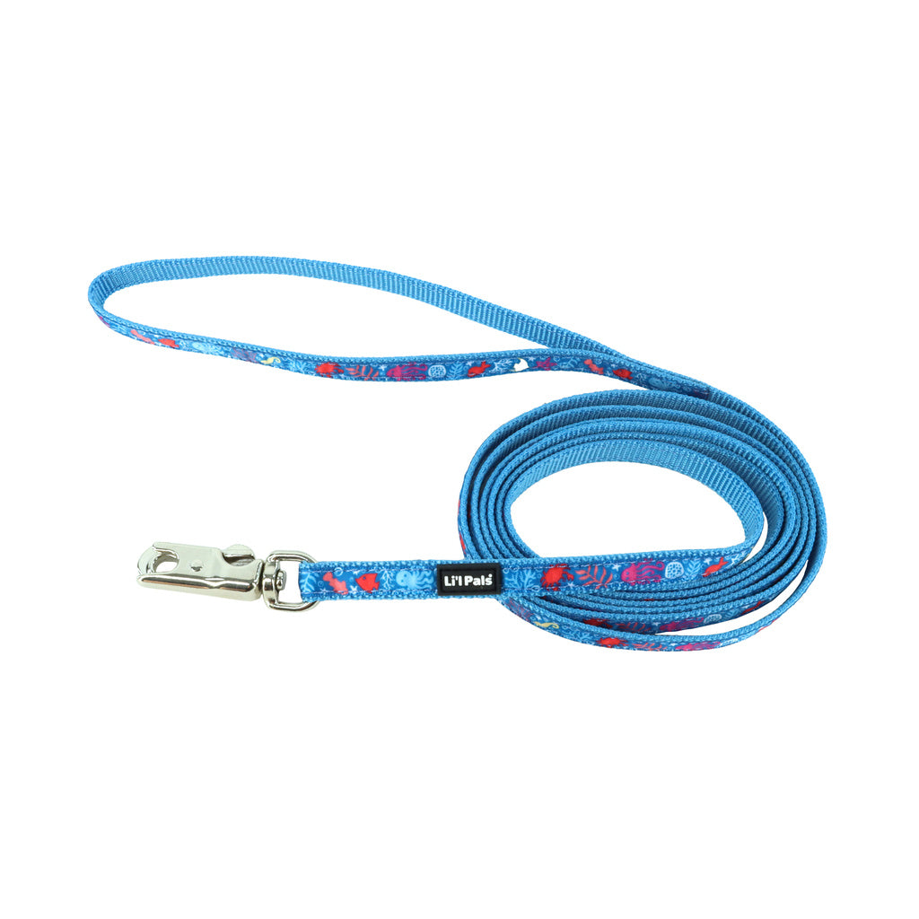Li'l Pals Sea Creature Dog Leash - 3/8" x 6' - Charming Ribbon Overlay - XS Dog
