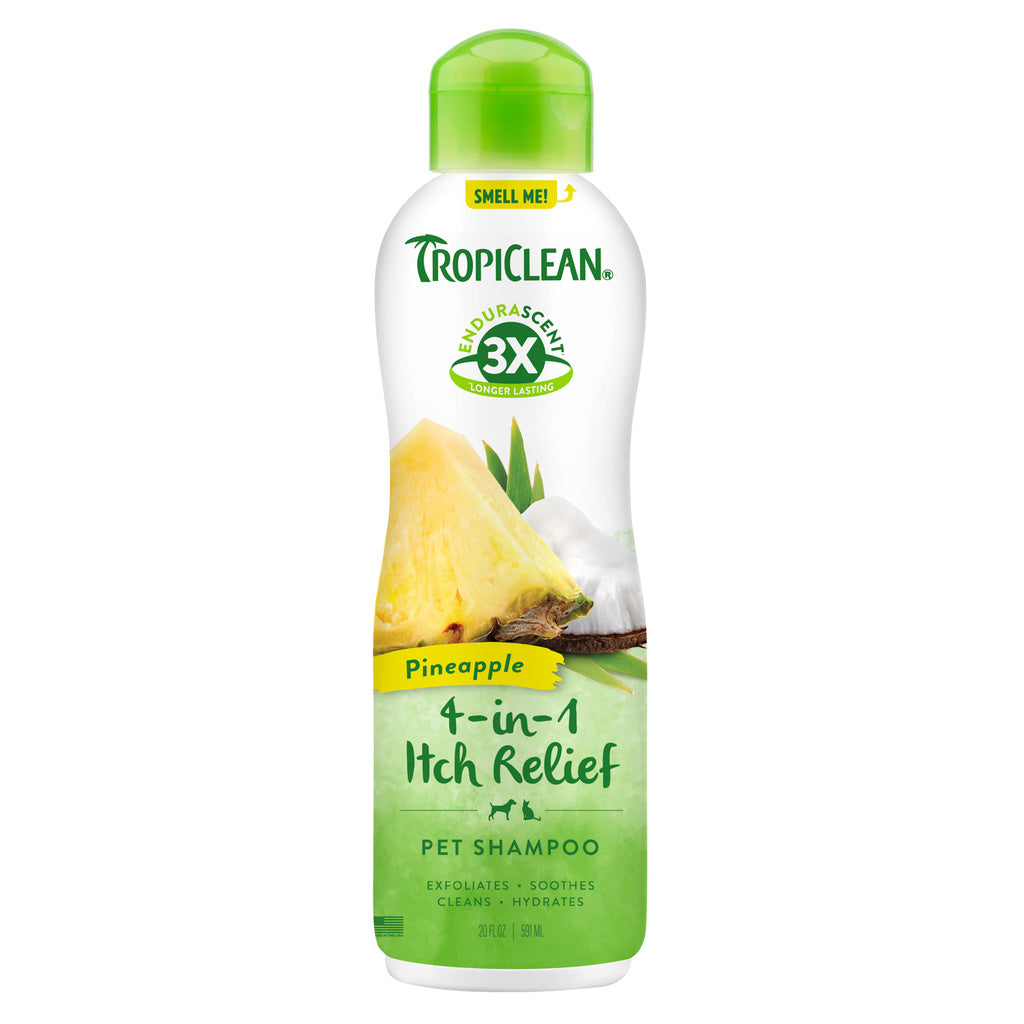 TropiClean EnduraScent Pineapple Itch Relief 4-in-1 Dog & Cat Shampoo, 20 oz