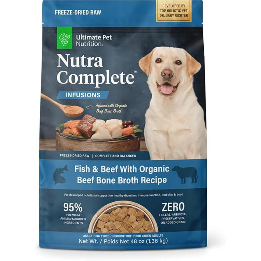 ULTIMATE PET NUTRITION Nutra Complete Bone Broth Fish Dog Food - Freeze Dried Raw, Veterinarian Formulated - 1 Pound