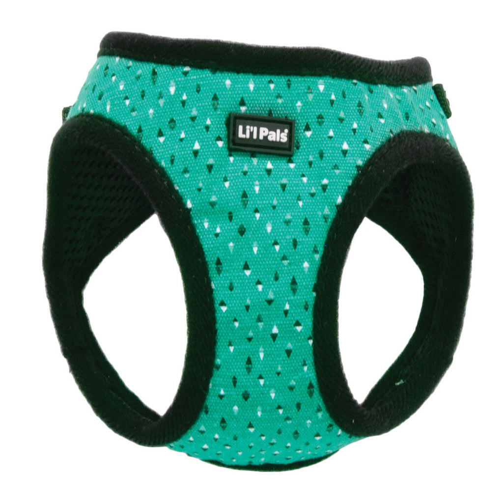 Coastal Pet Li'l Pals Canvas Dog Harness - Teal & Grey Diamonds - Extra Small - 8-10"