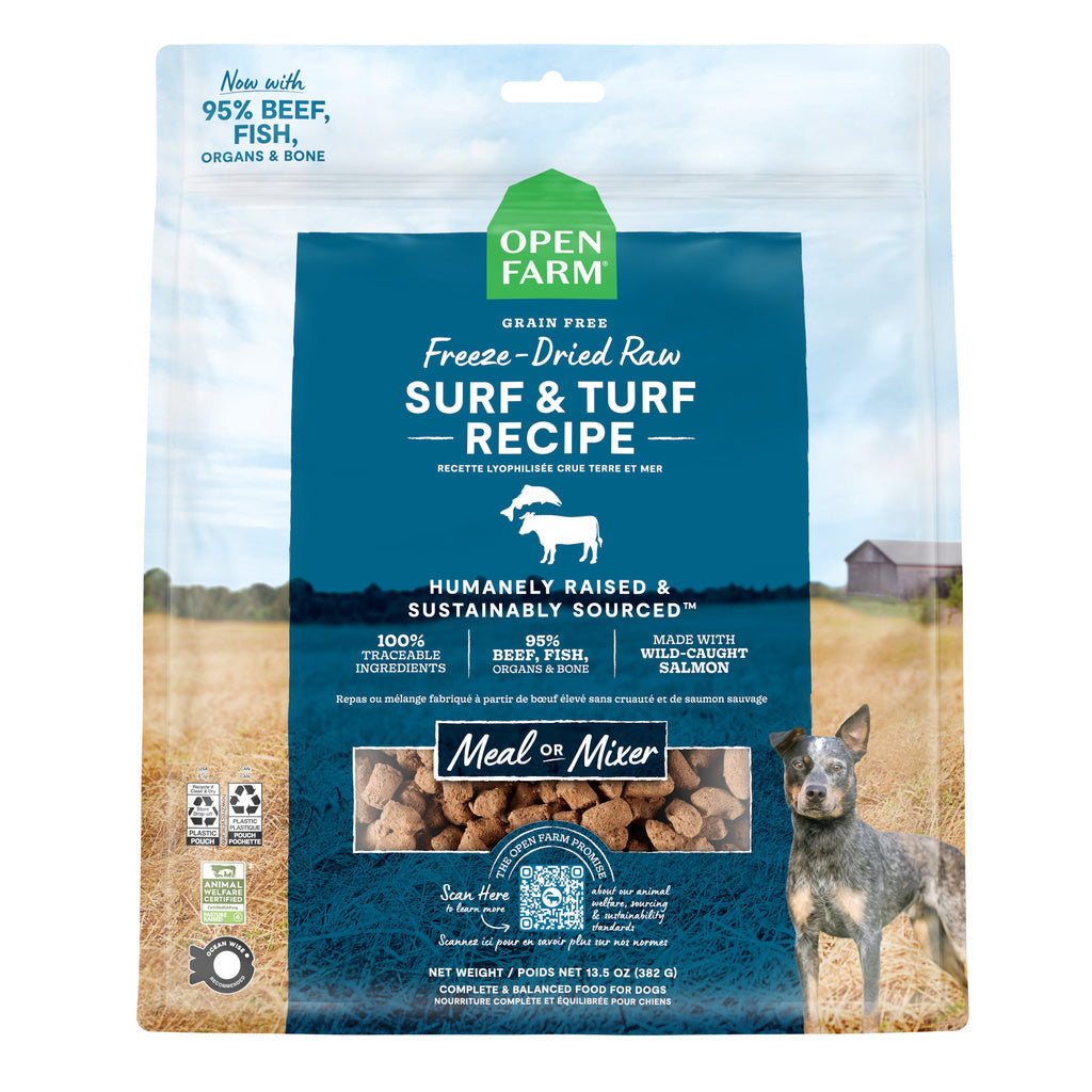 Open Farm Freeze Dried Raw Dog Food Surf & Turf, 13.5 oz - Humanely Raised & Non-GMO