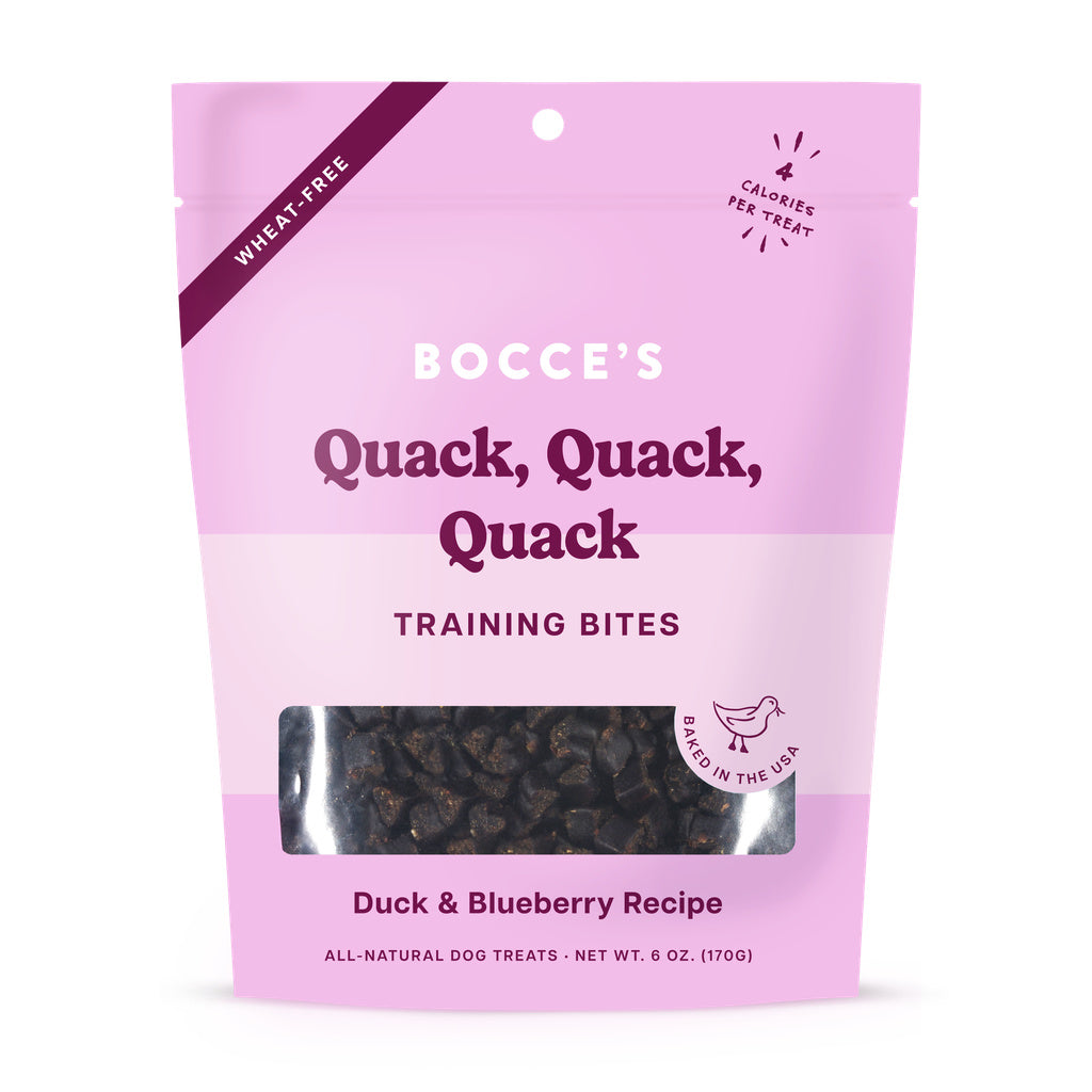 Bocce's Bakery Quack Quack Quack Training Bites Dog Treats - Duck & Blueberry, 6 oz