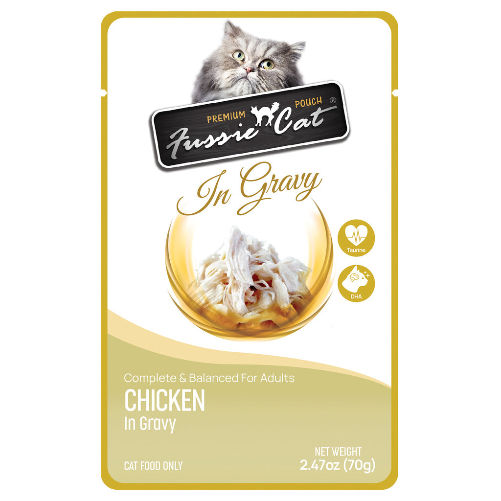 Fussie Cat Premium Chicken in Gravy Cat Food Pouch, 2.47 oz