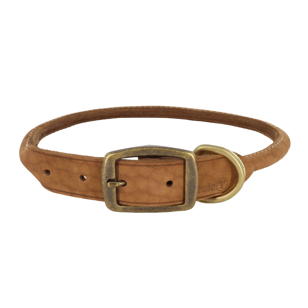 Circle T Rustic Leather Round Dog Collar 22 inch, Chocolate