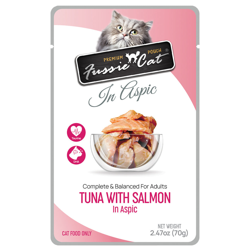 Fussie Cat Premium Tuna & Salmon in Aspic Pouch, 2.47 oz - Wet Cat Food