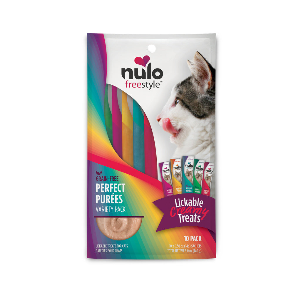Nulo Freestyle Perfect Purees Cat Treats Variety Pack - Grain-Free, Lickable, 10 x 0.5oz Pouches