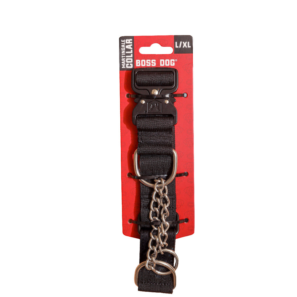 Boss Dog Martingale Collar - Black - L/XL (17-24" Adjustable)
