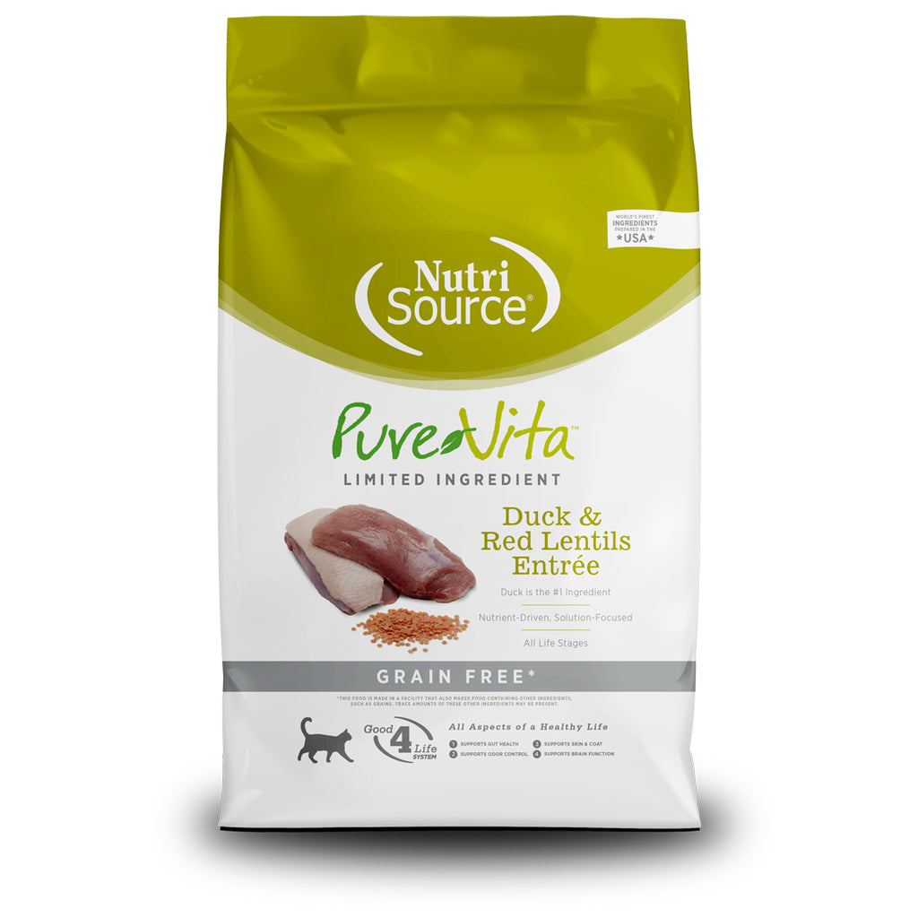 PureVita Grain Free Duck & Red Lentils Cat Food, 4 lb Bag