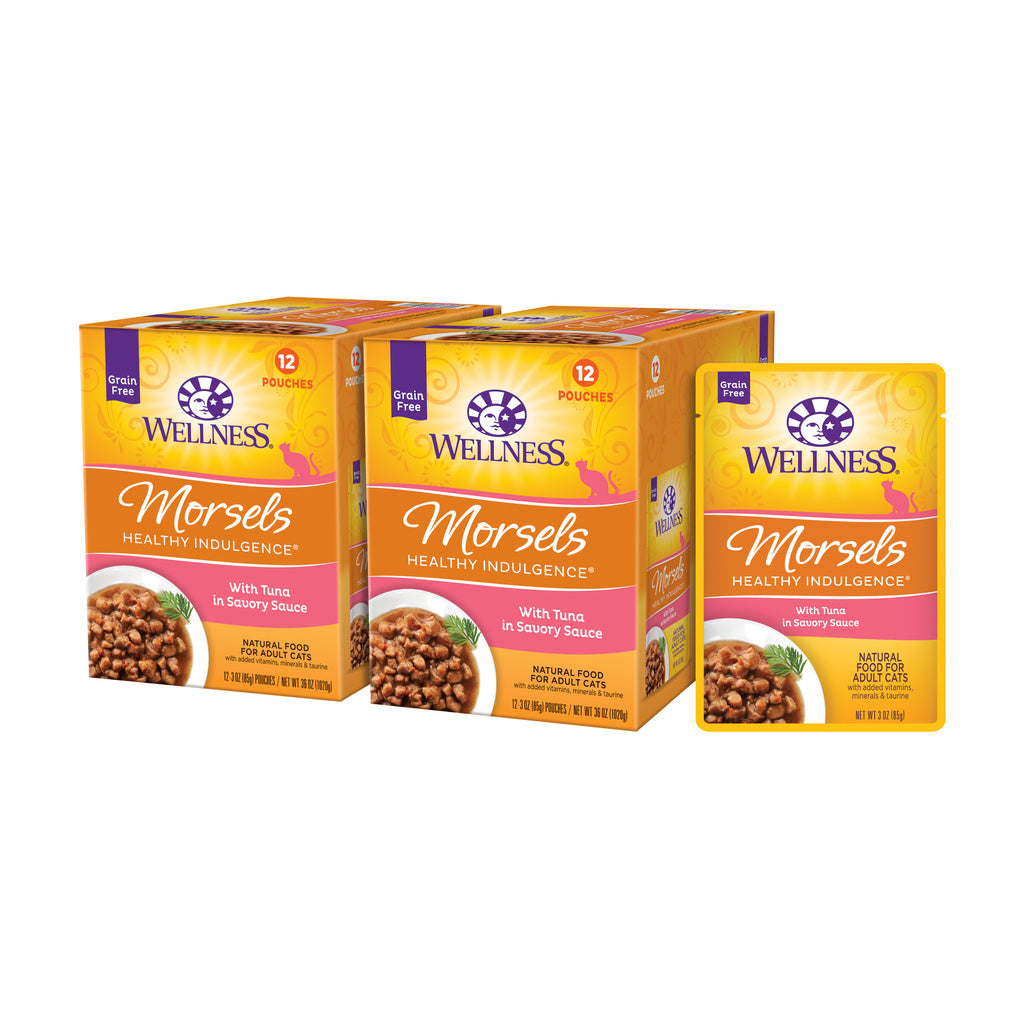 Wellness Healthy Indulgence Tuna Morsels Grain-Free Wet Cat Food, 3 oz Pouch