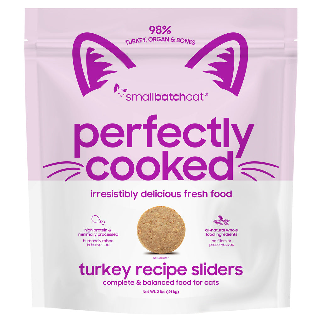 Smallbatch Cat Perfectly Cooked Turkey Sliders Frozen Cat Food, 2 lb