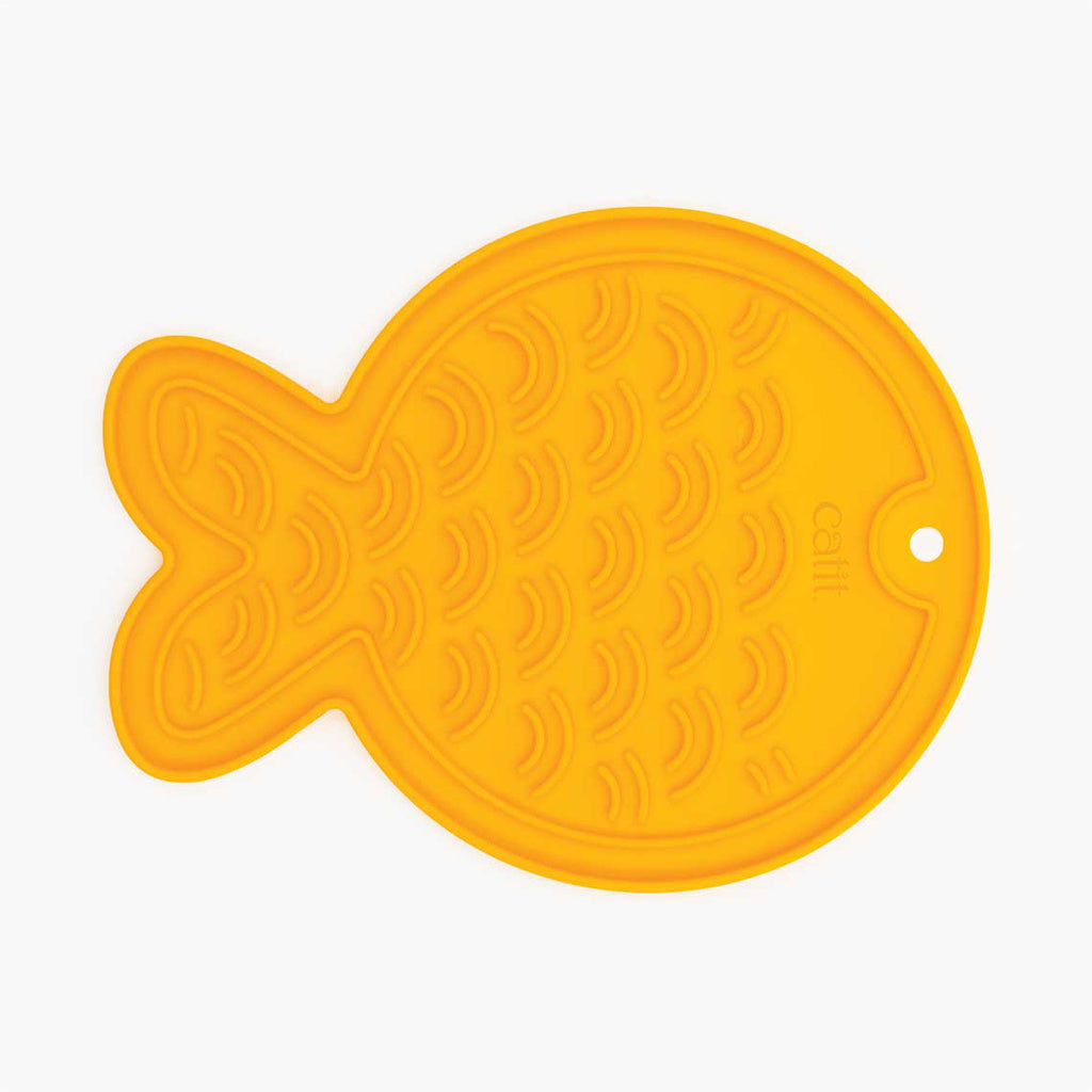 Catit Creamy Treat Feeding Mat - Fish Shaped Lickable Silicone Placemat for Cats