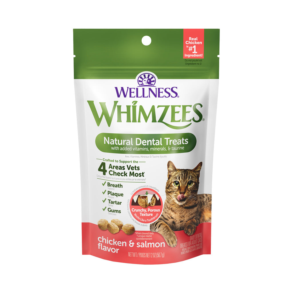 Whimzees Wellness Cat Dental Treats, Natural Chews, Chicken and Salmon Flavor, 2 oz Bag