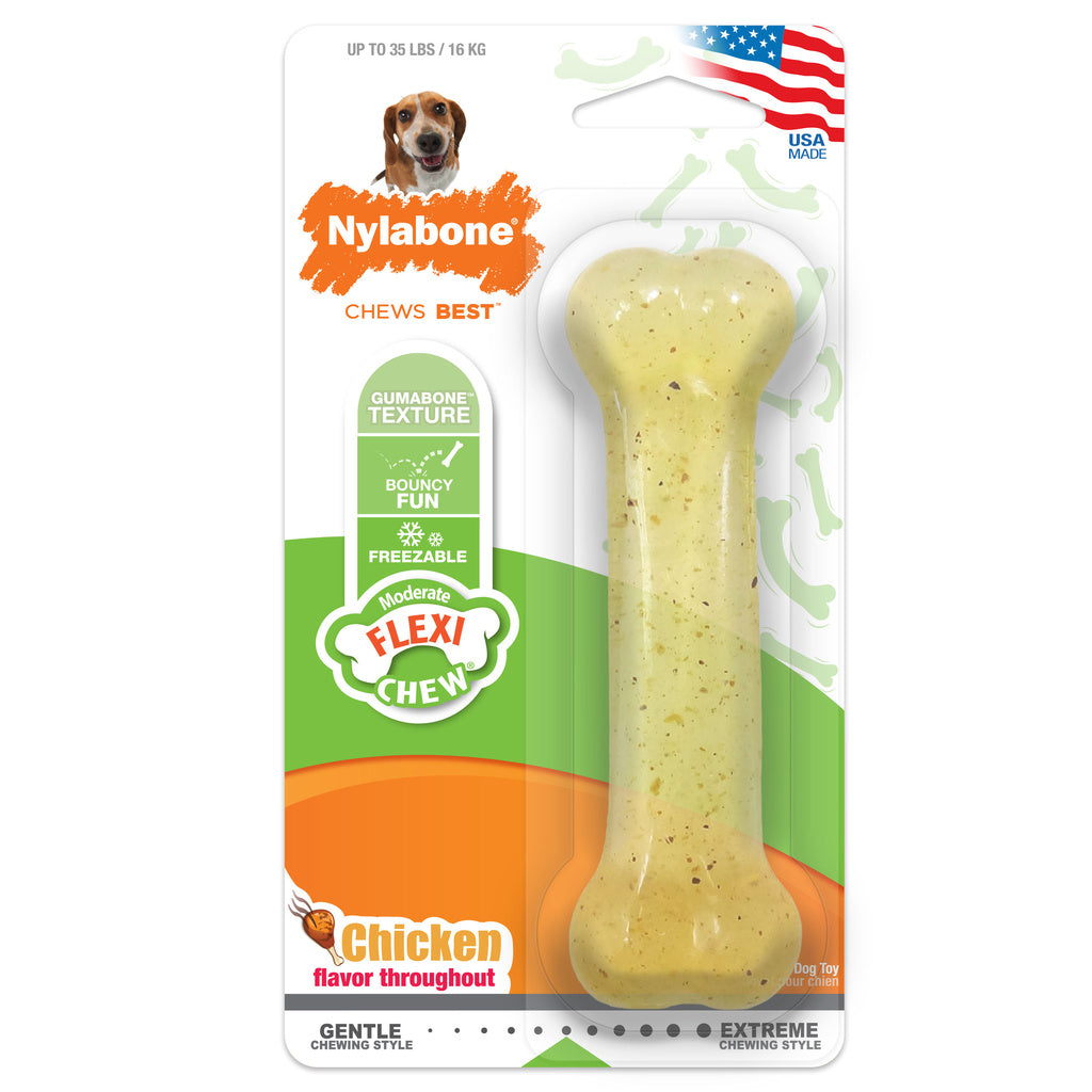 Nylabone FlexiChew Chicken Flavor Dog Chew Toy, Wolf Size, Moderate Chewers
