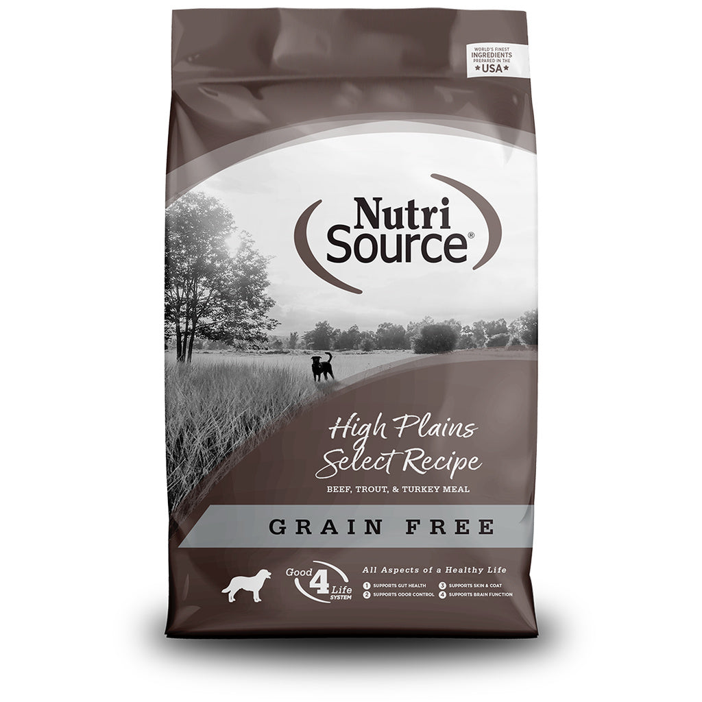 NutriSource Grain Free High Plains Select Dry Dog Food, Beef, Trout & Turkey, 26 lb