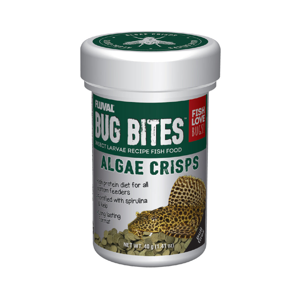 Fluval Bug Bites Algae Crisps - Bottom Feeder Fish Food, 1.41 oz (40g) Wafers or Crisps, Algae & Insect Based Diet