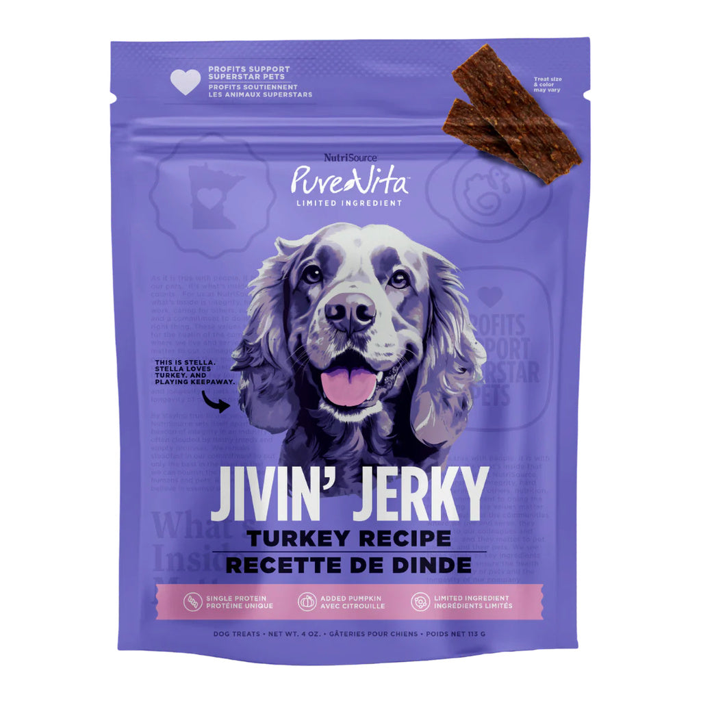 NutriSource PureVita Turkey Jerky Dog Treats - Limited Ingredient, 4 oz