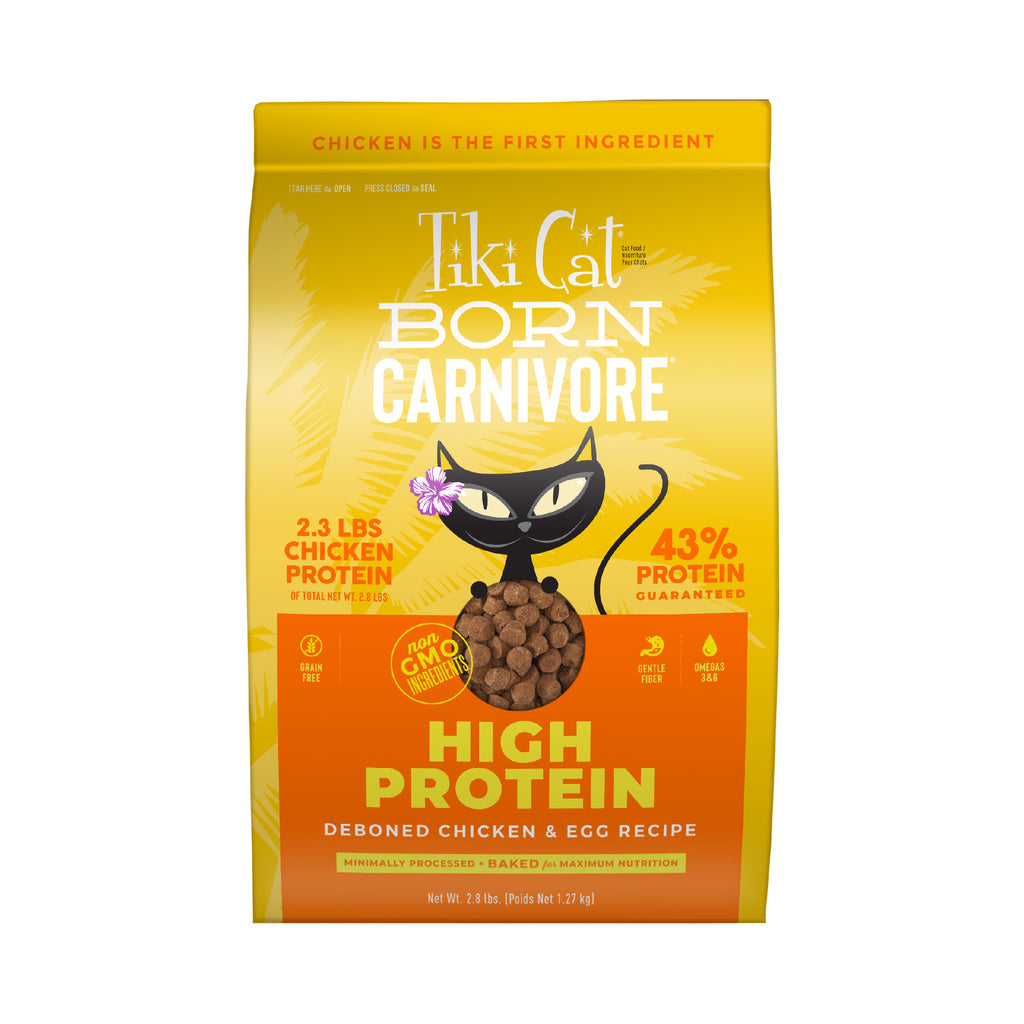 Tiki Cat Born Carnivore Dry Cat Food, Chicken & Egg, 2.8 lb Bag, High Protein, Grain-Free