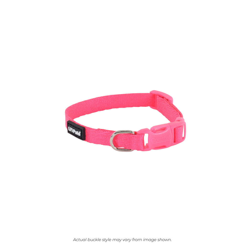 Li'l Pals Adjustable Nylon Dog Collar - Neon Pink - 5/16 inch Wide, Adjusts 6-8" - Puppy & Toy Breed