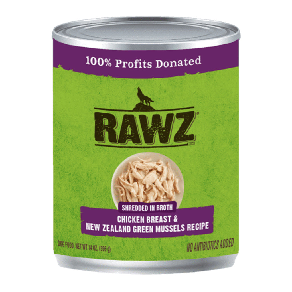 Rawz Shredded Chicken Breast & New Zealand Green Mussels Dog Wet Food, 10 oz
