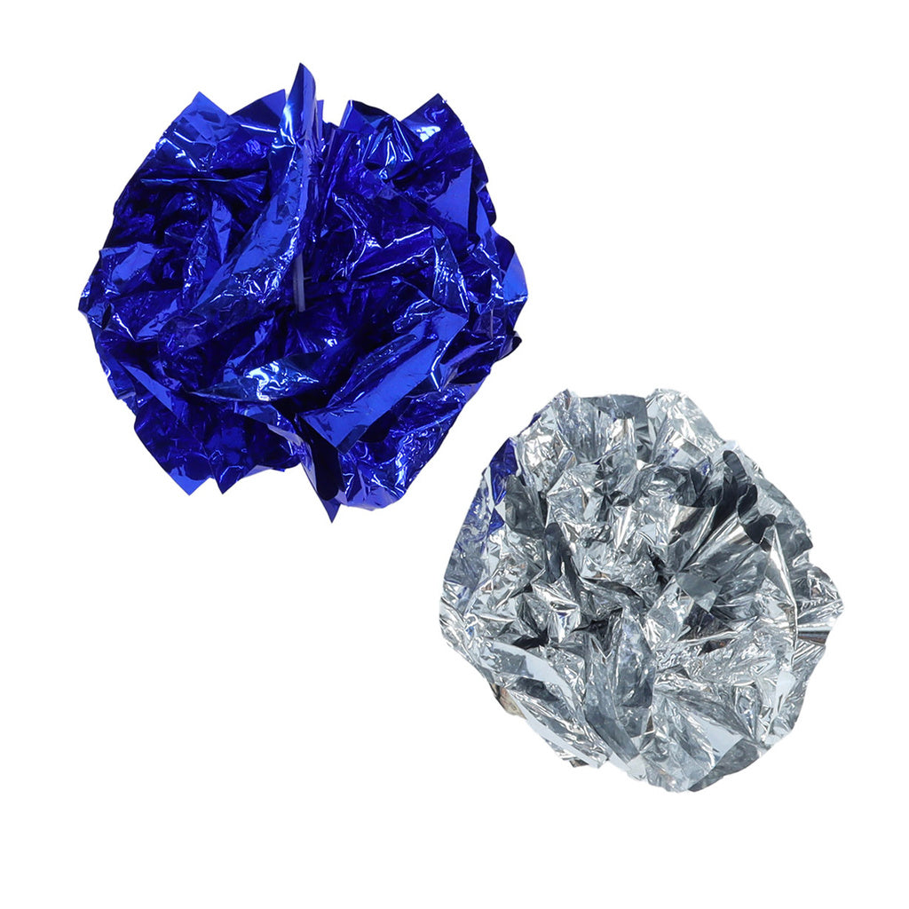 Turbo Krinkle Ball Cat Toy - 2 Pack Blue & Silver