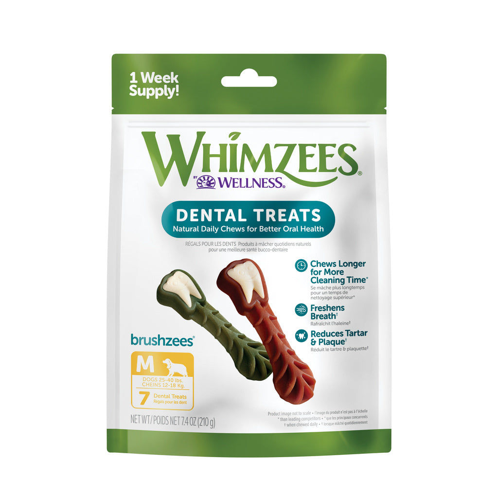 WHIMZEES Brushzees Medium Dental Dog Treats, 7 Count