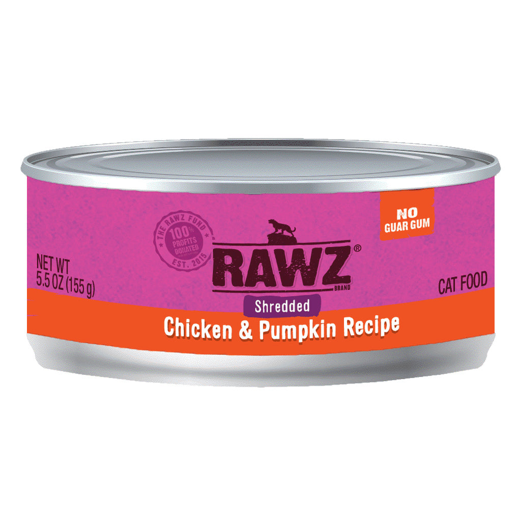 Rawz Shredded Chicken & Pumpkin Canned Cat Food, 5 or 5.5 oz, Wet Food