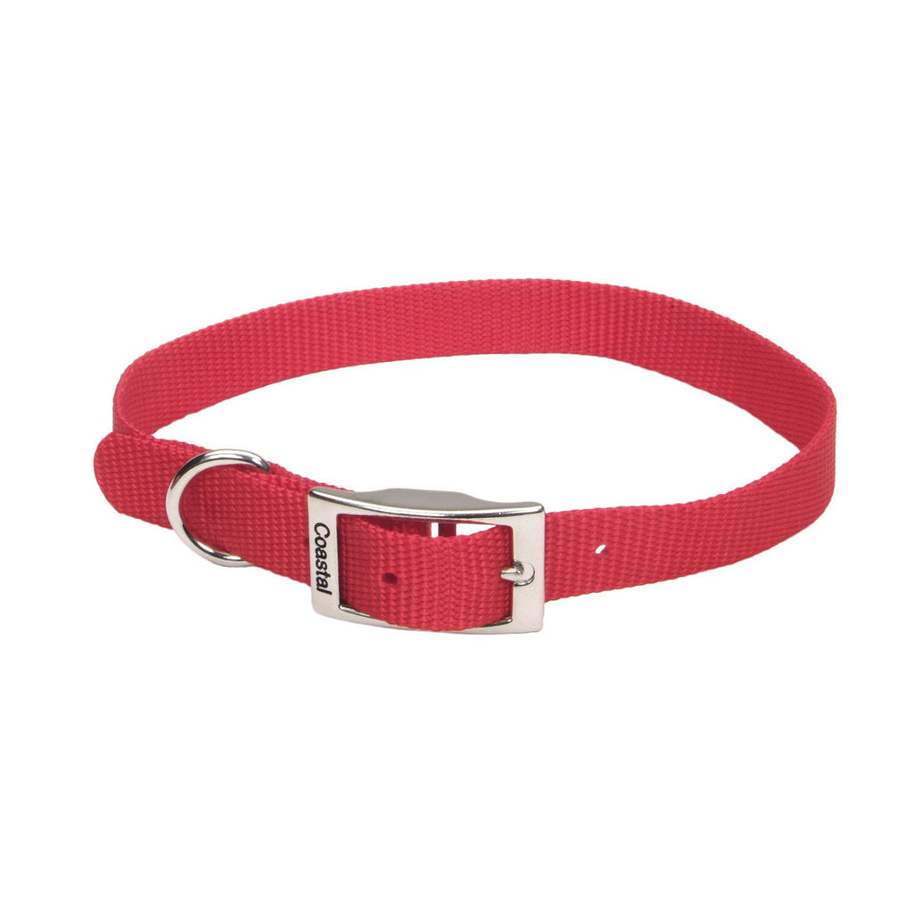 Coastal Single Ply Nylon Dog Collar - Red, 3/4 inch x 18 inch, Medium