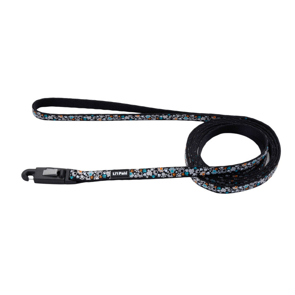 Li'L Pals Reflective Dog Leash - Teal and Orange Paws - 3/8-in x 6-ft