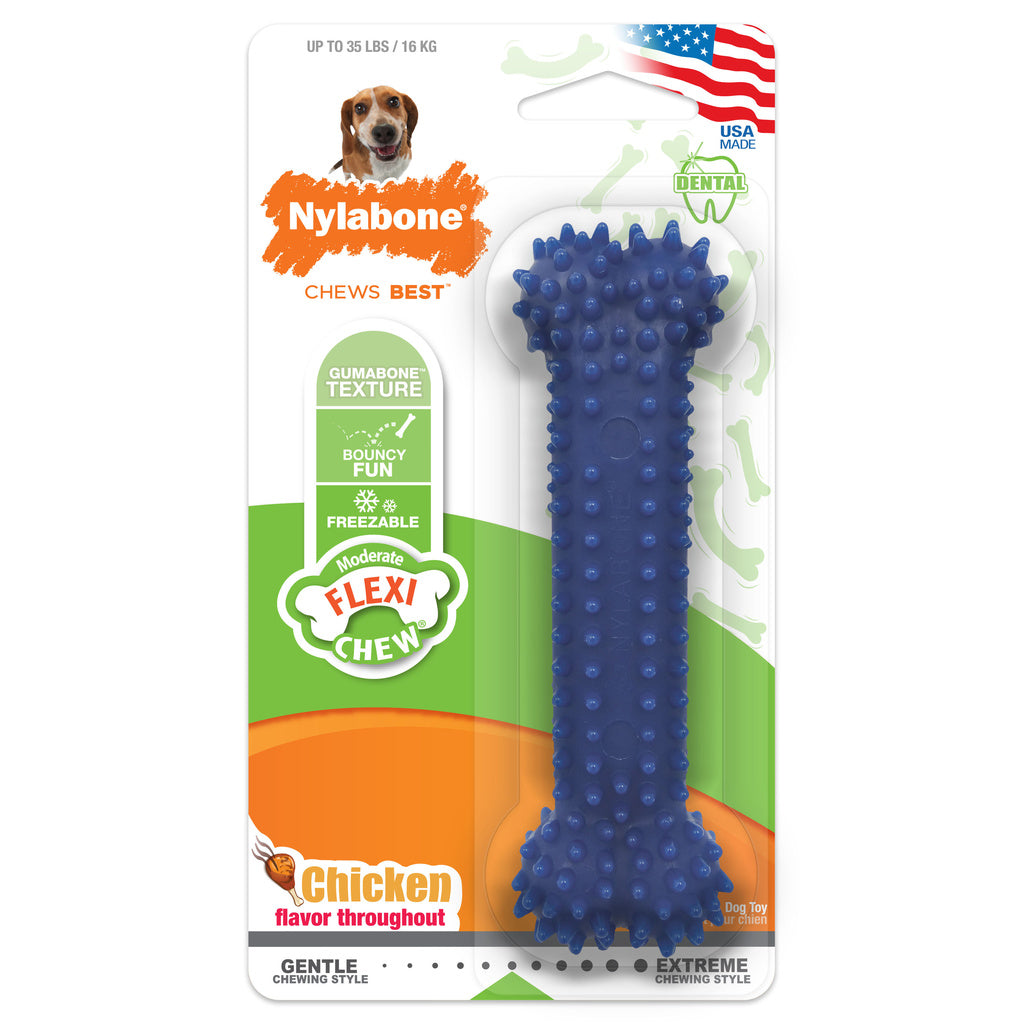 Nylabone Dental FlexiChew Nylon Dog Chew Toy, Chicken Flavor, Wolf, Medium Dog