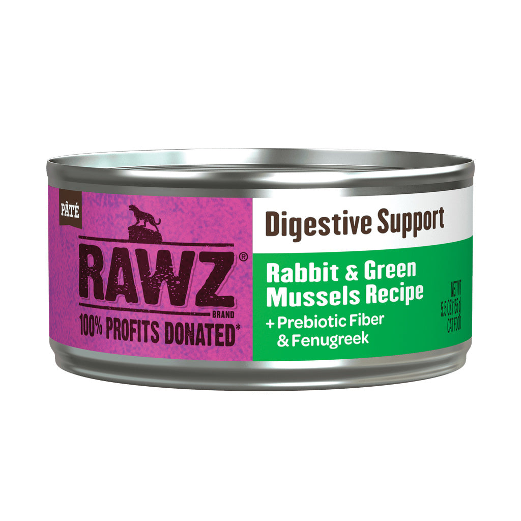 Rawz Digestive Support Rabbit & Green Mussel Cat Canned Food, 5.5oz