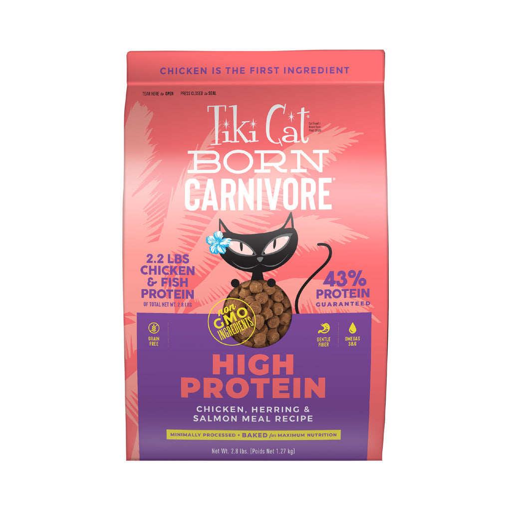 Tiki Cat Born Carnivore Dry Cat Food, Chicken Herring & Salmon Meal, 2.8 lbs