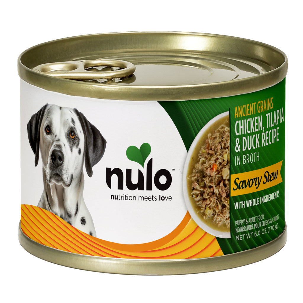 Nulo Ancient Grains Savory Stew Wet Dog Food, Chicken, Tilapia & Duck Recipe, 6 oz Can