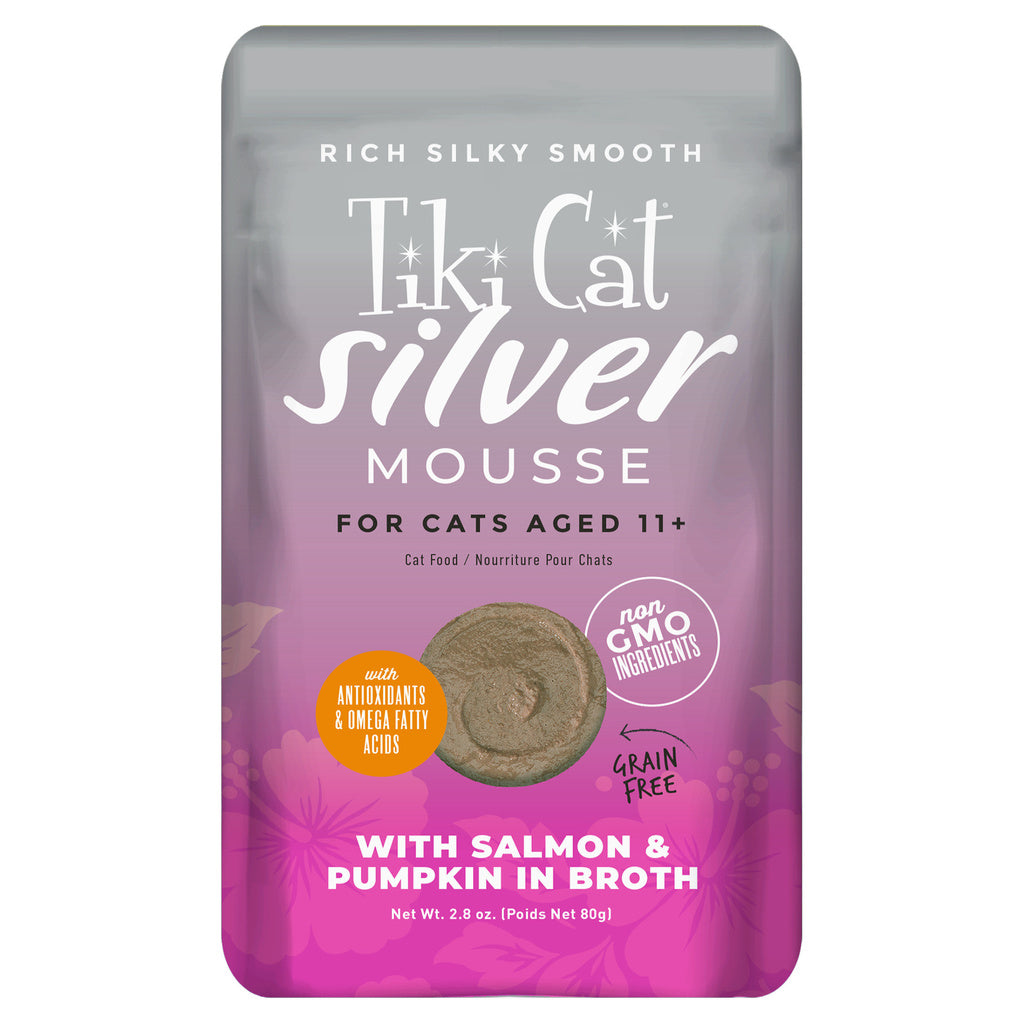 Tiki Cat Silver Mousse Senior Wet Cat Food, Salmon & Pumpkin, 2.8 oz Pouch