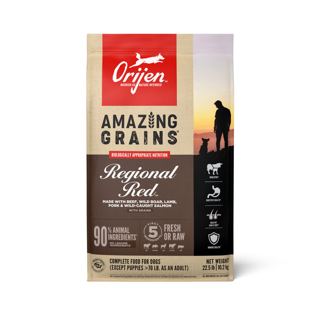 ORIJEN Amazing Grains Regional Red Dog Food, 22.5 lb - High Protein Dry Food