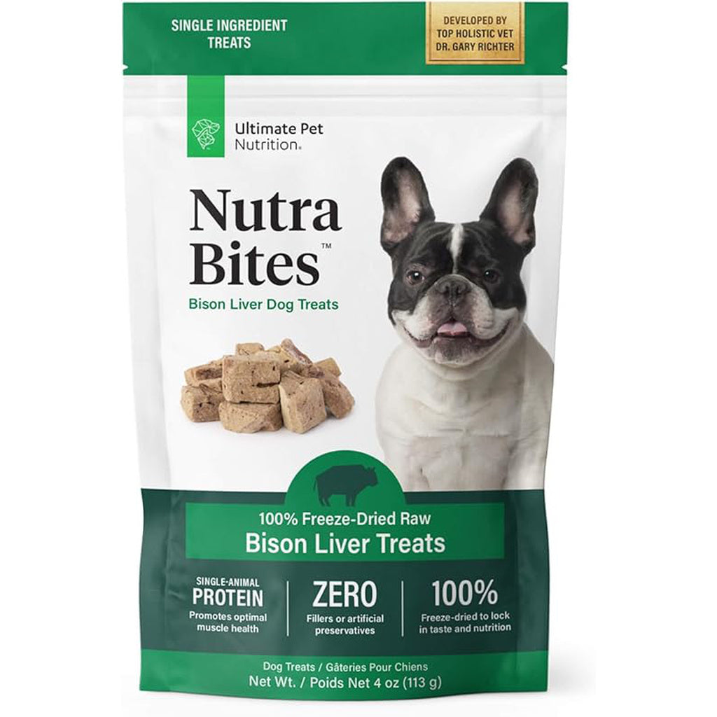 Ultimate Pet Nutrition Nutra Bites Freeze Dried Raw Bison Liver Dog Treats, 4 oz