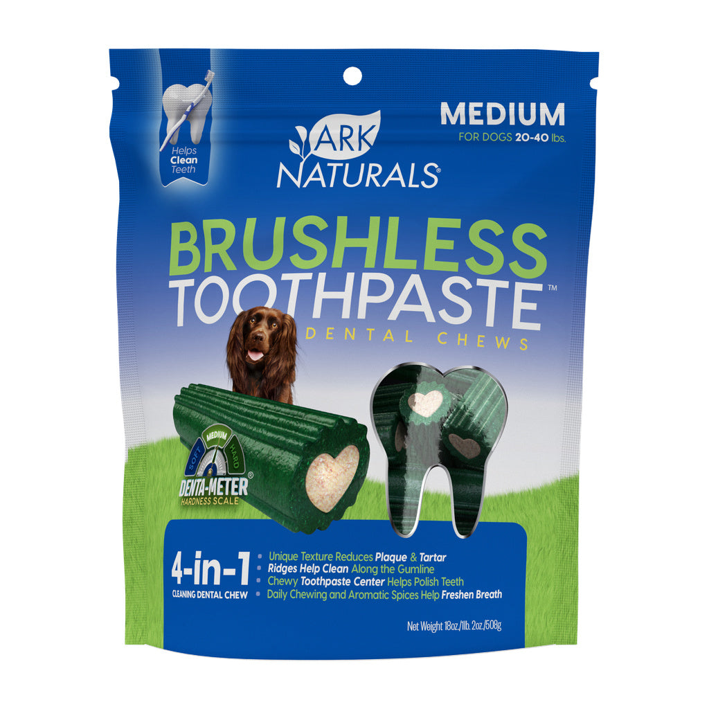 Ark Naturals Brushless Toothpaste Dental Chews for Medium Dogs, 18oz