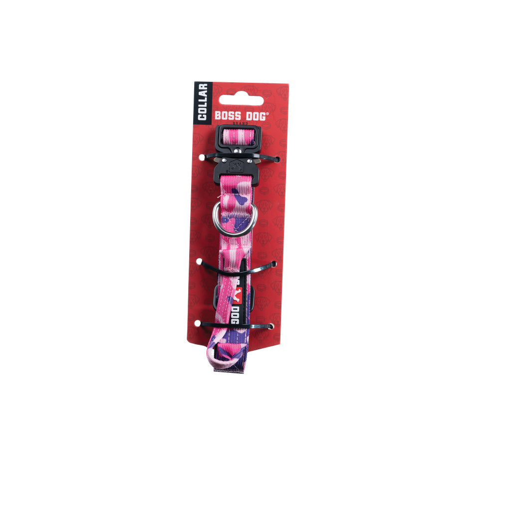 Boss Dog Tactical Dog Collar - Pink Camo - Size Small (13-16 inch)