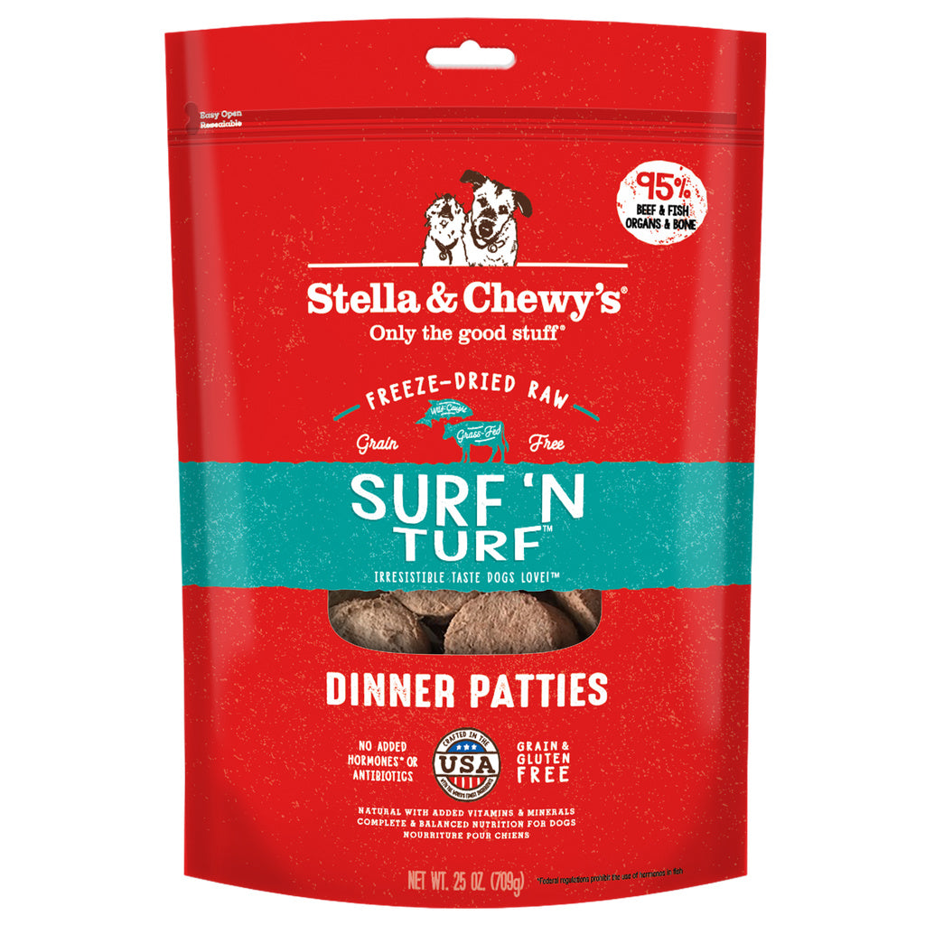 Stella & Chewy's Surf N Turf Freeze-Dried Raw Dinner Patties Dog Food, 25 oz