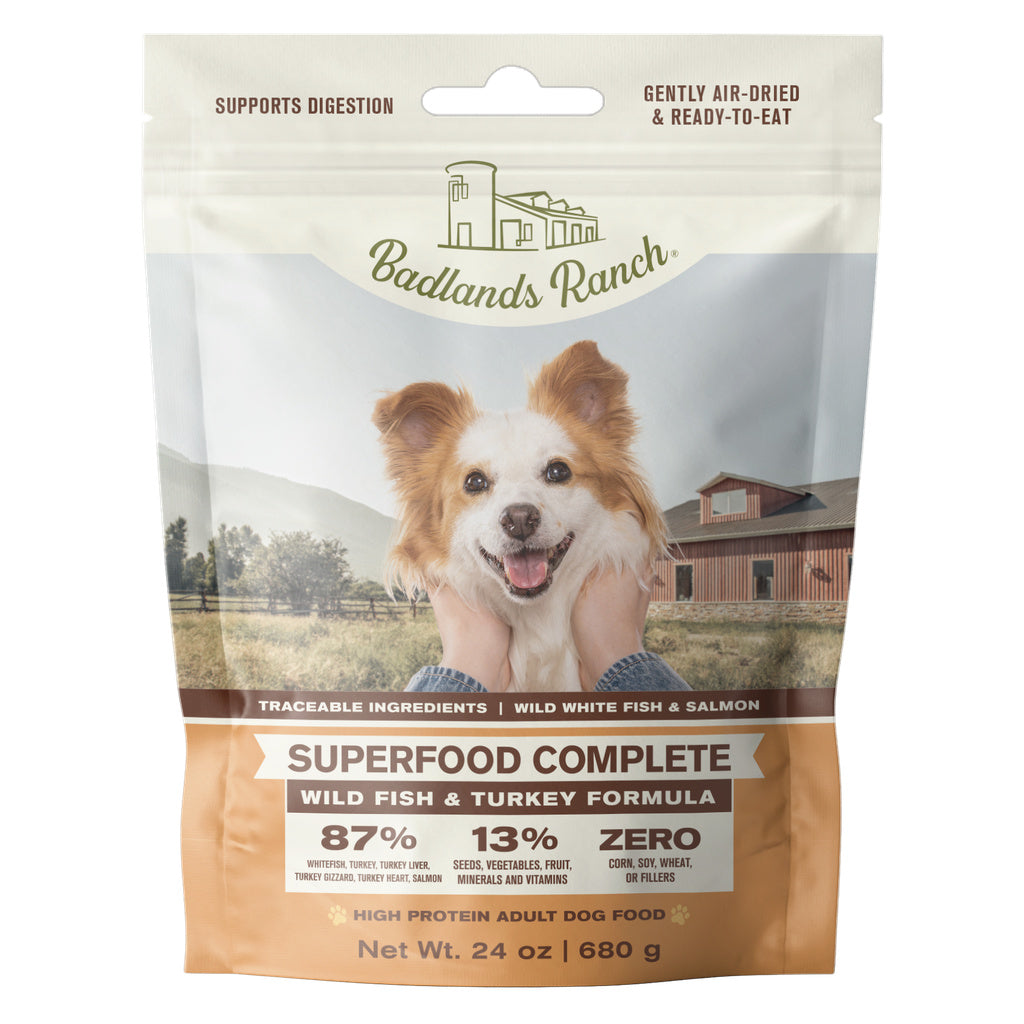 Badlands Ranch Superfood Complete Wild Fish & Turkey Air-Dried Dog Food, 24 oz
