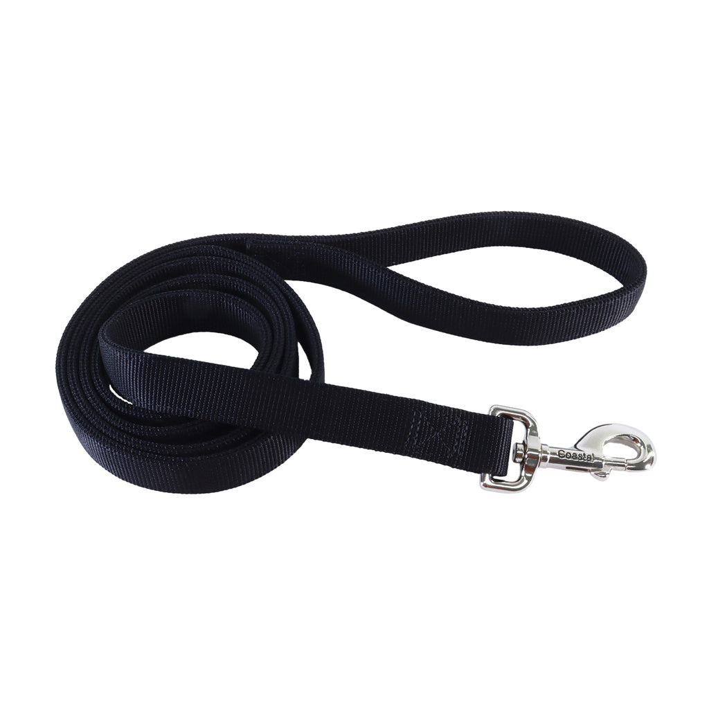 Coastal Double Ply Nylon Dog Leash - Black - 1 inch x 4 feet