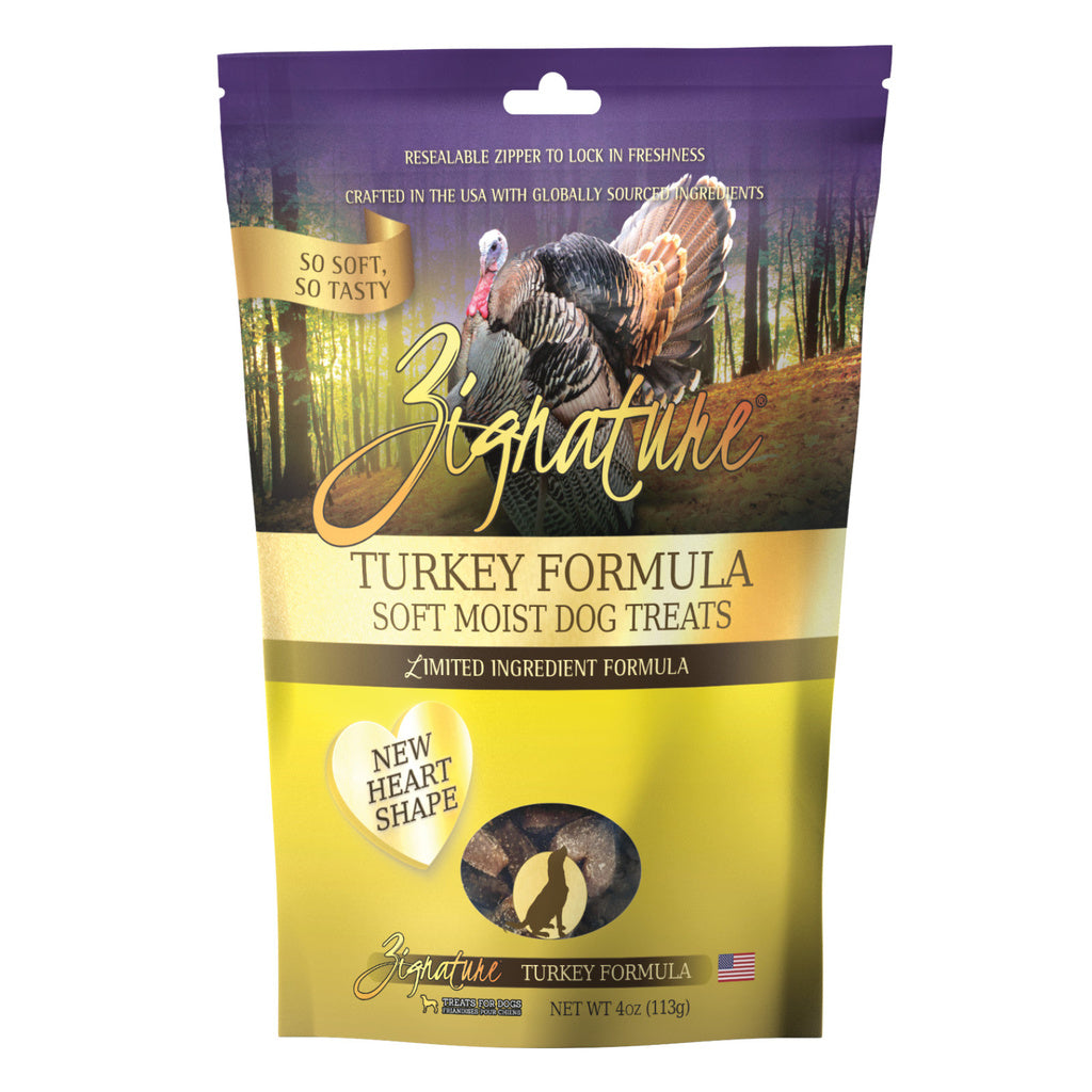 Zignature Turkey Soft Moist Dog Treats - Mini Hearts - 4 oz Bag