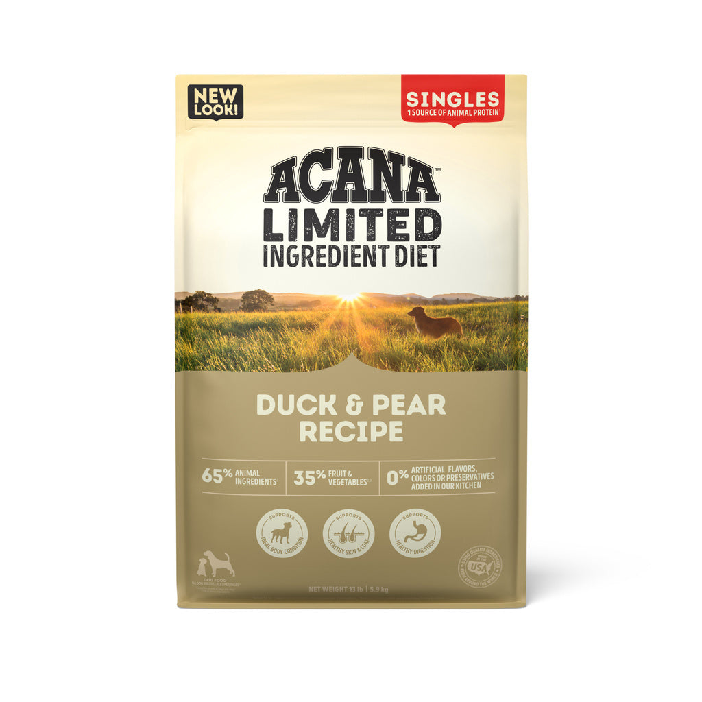ACANA Singles Duck & Pear Limited Ingredient Grain-Free Dry Dog Food, 13 lb Bag