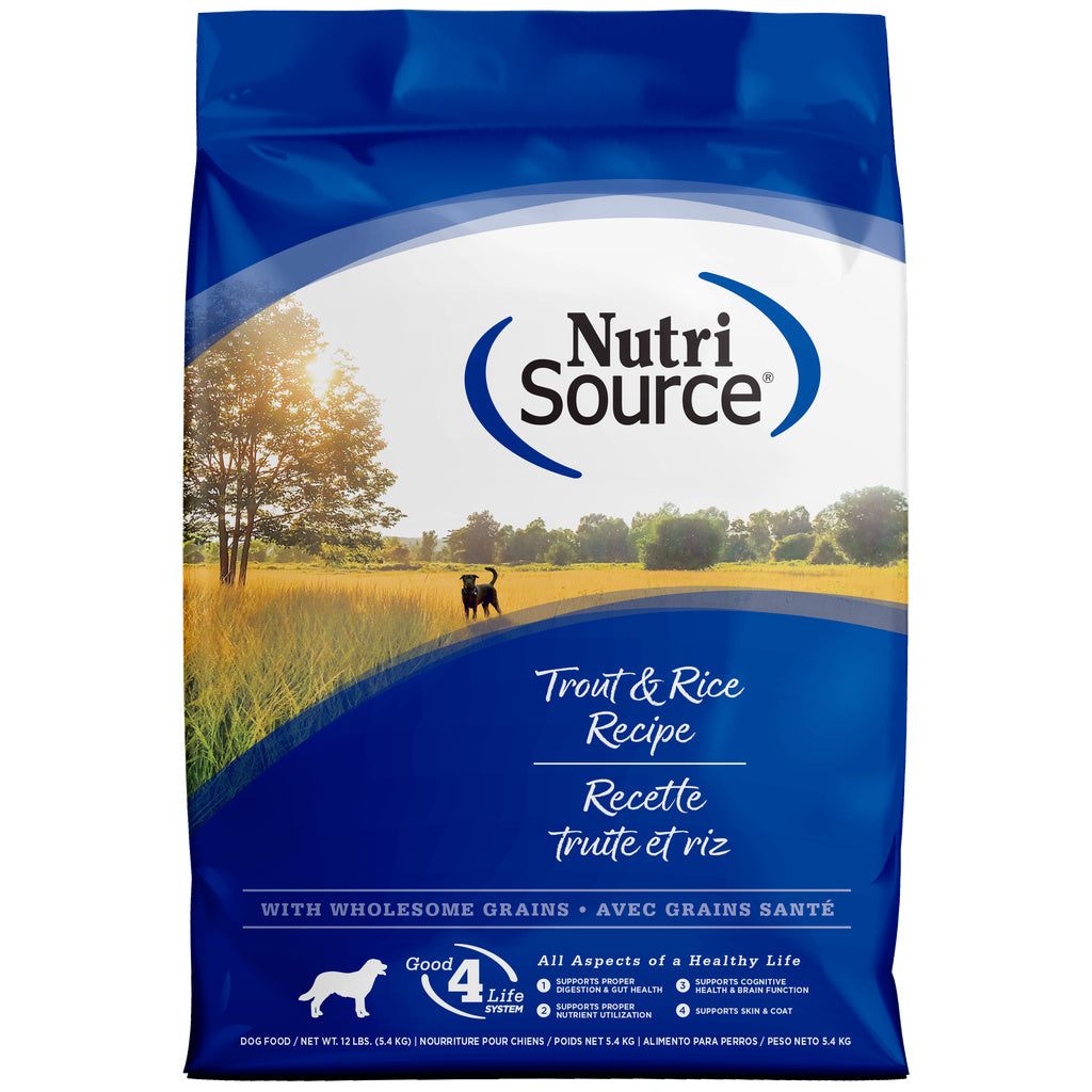 NutriSource Trout & Rice Recipe Dry Dog Food, 12 lb Bag