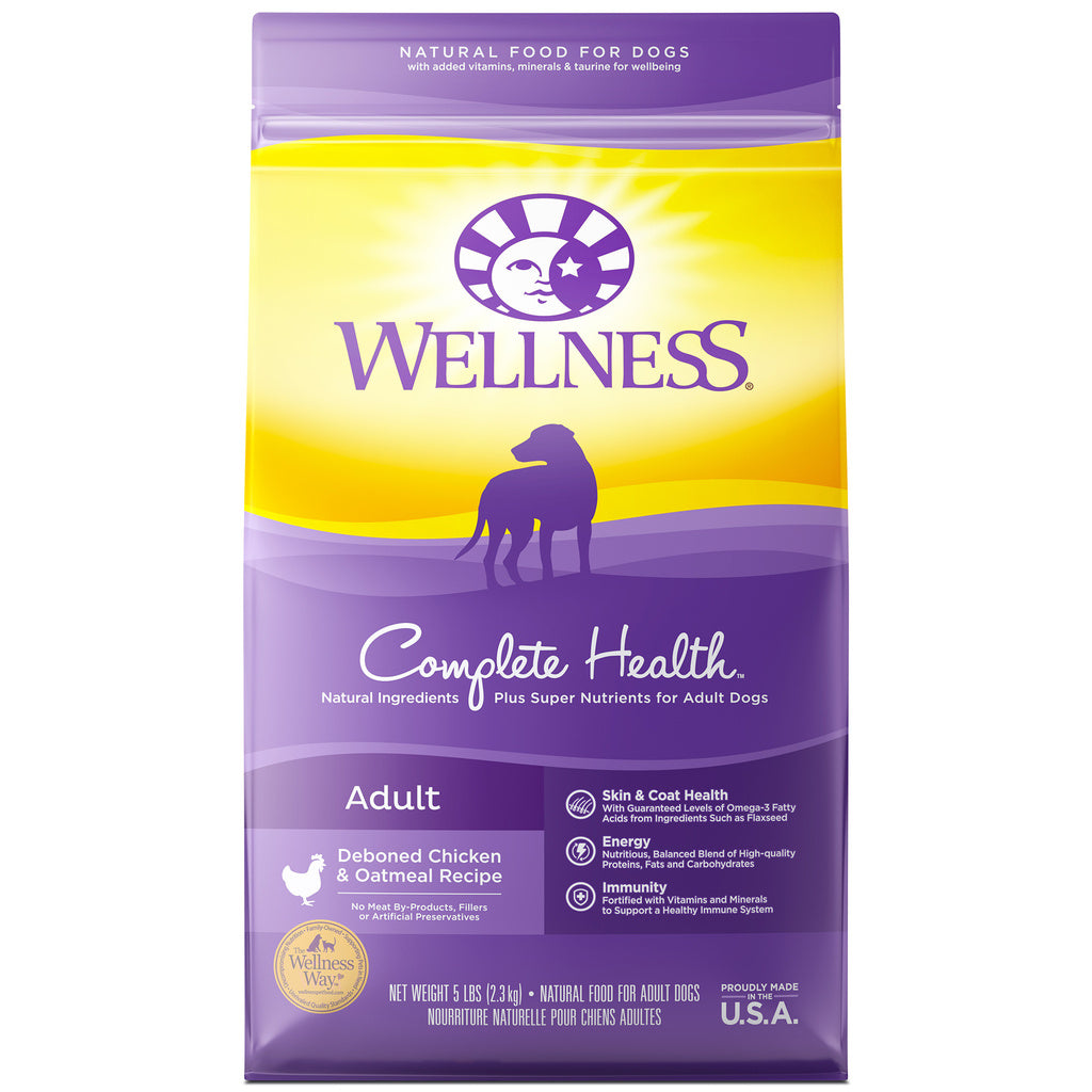 Wellness Complete Health Natural Dry Dog Food, Chicken & Oatmeal Recipe, 5 lb Bag
