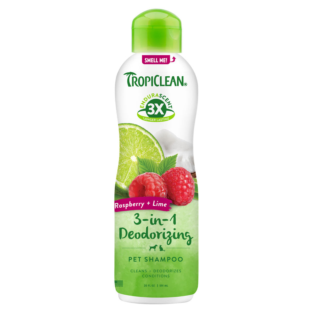 TropiClean EnduraScent Deodorizing Dog & Cat Shampoo - Raspberry Lime - 20oz - Long Lasting Scent